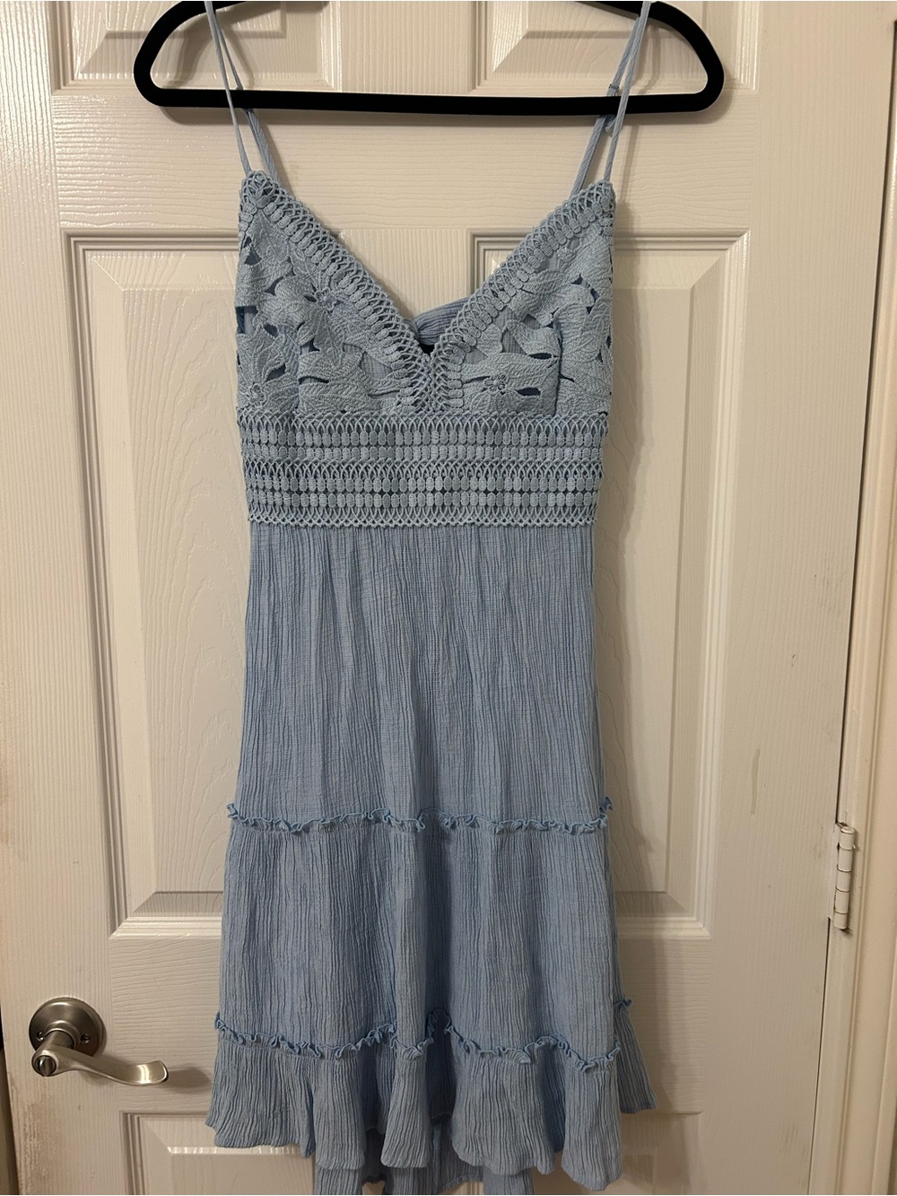 Mav Berries Light Blue Boho Mini Dress
